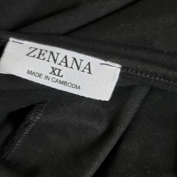 Zenana Black Faux Wrap Midi Dress Size XL Short Sleeve Stretch Knit Pullover - Picture 3 of 5